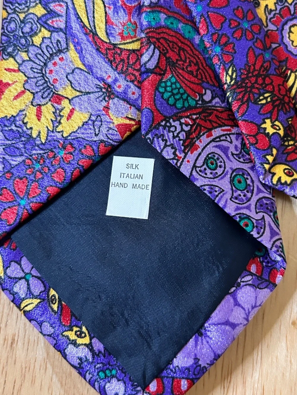 🤩STUNNING🤩 Handmade Italian Silk Tie Purple Multicolor Floral Paisley